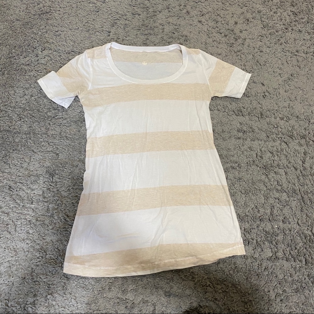 lululemon • cream and white tee shirt